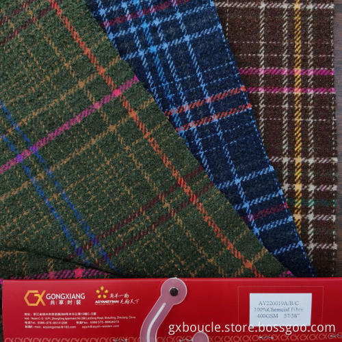 Woolen Boucle checked with loops yarn fabrics